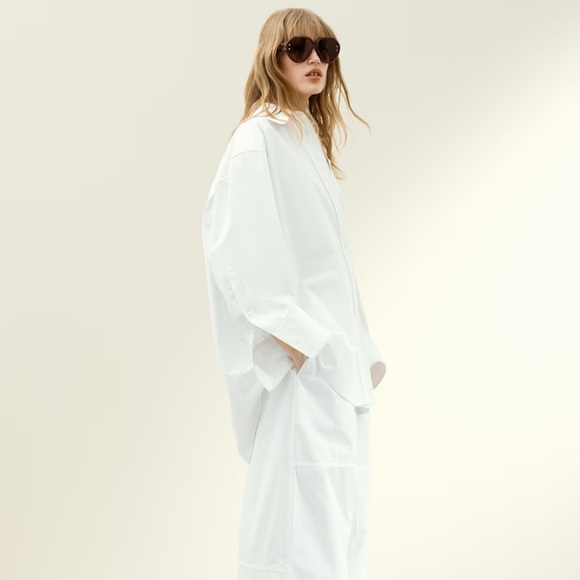 NWT H&M STUDIO COLLECTION STITCHING DETAIL POPLIN SHIRT - Picture 5 of 7